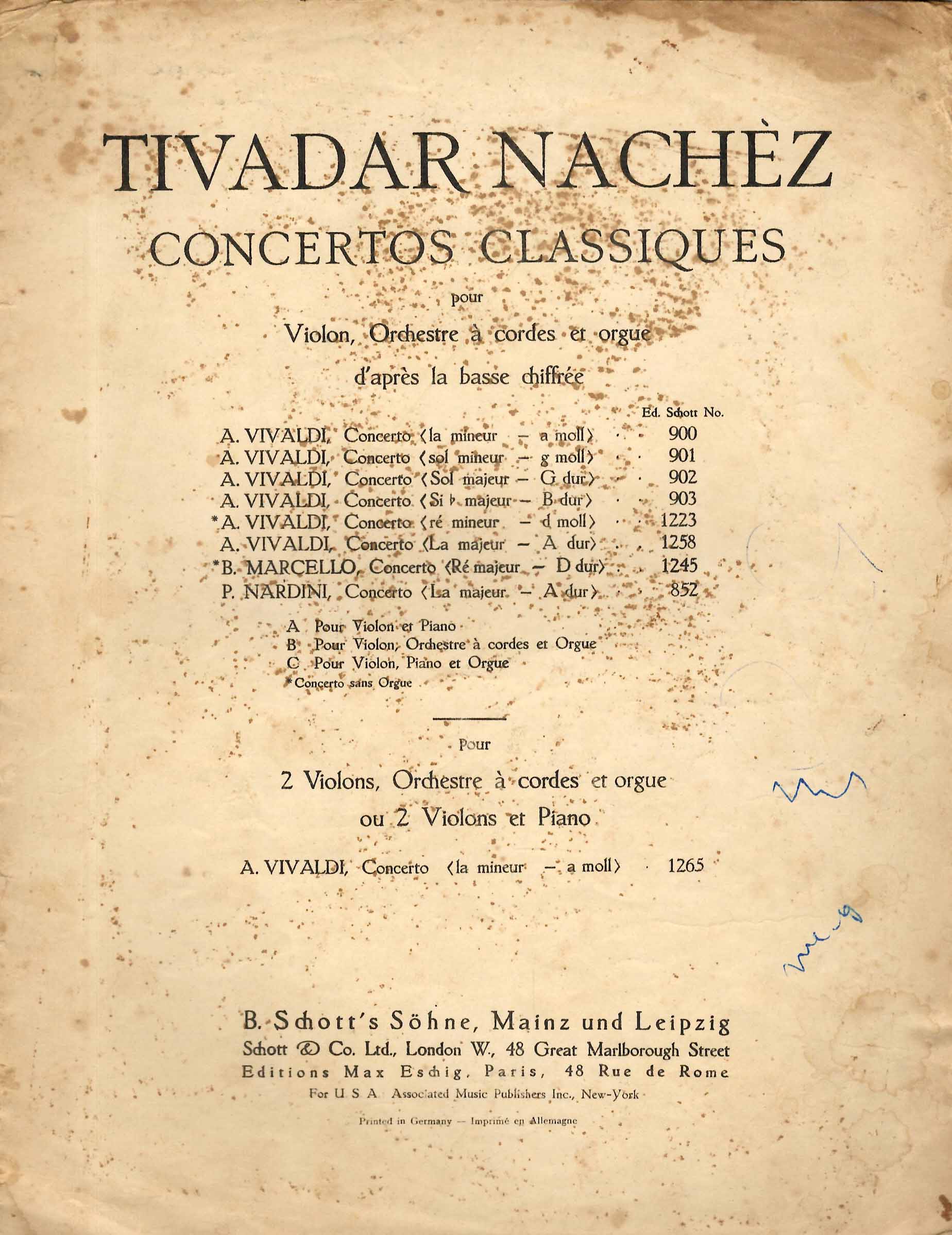 Concert in A moll. Bearbeitet von Tivadar Nachèz